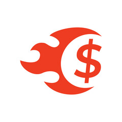 Fast cash money, Money fire burn logo.