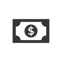 Money icon. Bank note icon flat black color.