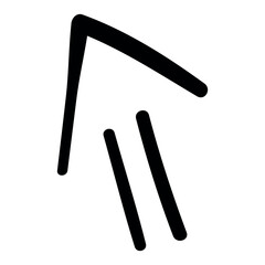 Single hand draw black and white arrow up with streaks in doodle, flat style isolated on white background. Vector illustration sketch design element.Icons.