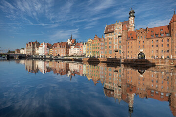 Obraz premium Picturesque embankment of the old town of Gdansk