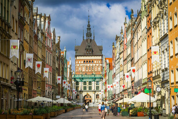 Obraz premium City of Gdansk - Old town with the beautiful buildings and streets