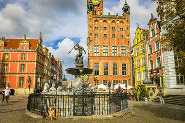 Fototapeta premium Neptune Fountain in Gdansk, Poland