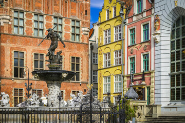 Obraz premium Neptune Fountain in Gdansk, Poland