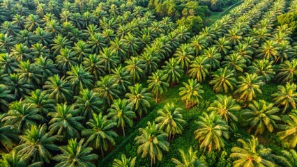 green palm forest aerial shot
