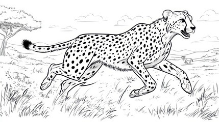 Fototapeta premium Cheetah Running Through the Grass