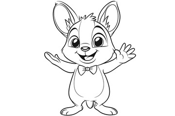 Fototapeta premium Cartoon Joey with a Bow Tie Sitting Playfully