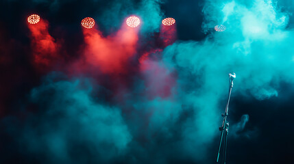 Naklejka premium Teal and green smoke blending on a stage, adding a tranquil and calming vibe