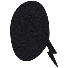 Speech bubble. Black crumpled cutout paper speech balloon. Scrapbook collage chat empty element for text or massage. Grunge style. Transparent background 