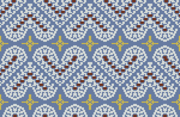 Nordic Ikat Pattern Sareefolk Embroidery, Aztec Geometric Ornament Print. Design for Carpet, Wallpaper, Clothing, Wrapping, Fabric