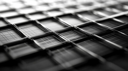 Fototapeta premium A black and white abstract grid texture with intersecting lines and varying thicknesses