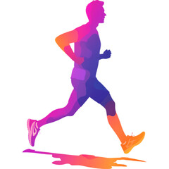 Fototapeta premium Colorful running silhouette, white isolated background