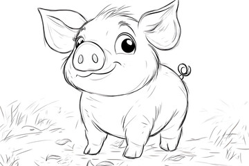 Fototapeta premium Cute Platypus Cartoon Colouring Page for Kids