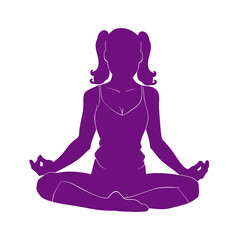 Vector Silhouette of a Woman Meditating in Lotus Pose