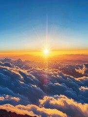 Breathtaking scene of a sunset through clouds.