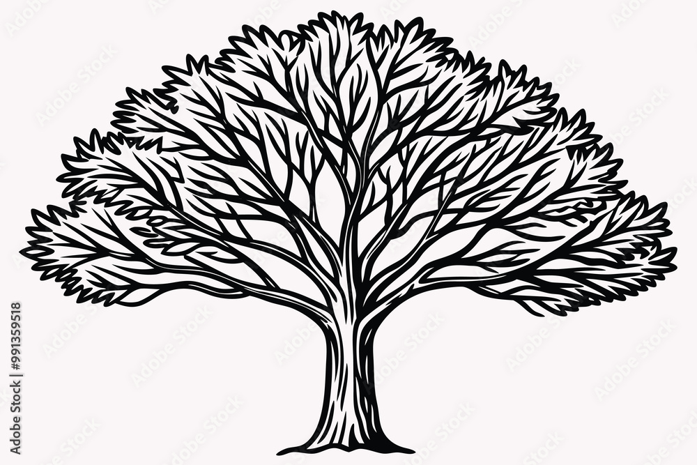 Wall mural Minimal sketch style cad tree line drawing I.eps