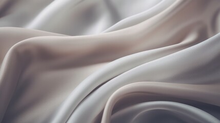 Obraz premium Closeup image of a fine silk fabric with luxurious texture and light reflection, showing its seamless weave and high-quality sheen. Ideal for fashion, clothing, decoration, and accessory purposes.