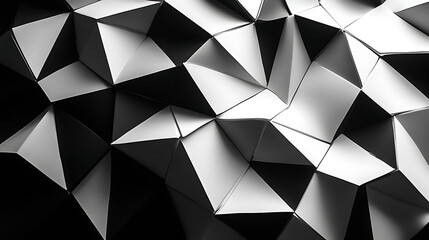 Obraz premium Intricate geometric shapes forming a black and white textured pattern with sharp contrasts