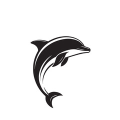 Naklejka premium Dolphin silhouette vector design. Dolphin black and white silhouette. Dolphin logo, icon vector design.