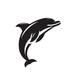 Obraz premium Dolphin silhouette vector design. Dolphin black and white silhouette. Dolphin logo, icon vector design.