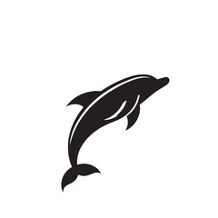 Fototapeta premium Dolphin silhouette vector design. Dolphin black and white silhouette. Dolphin logo, icon vector design.