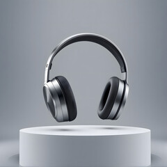 Chic wireless headphones on a minimalist gray backdrop