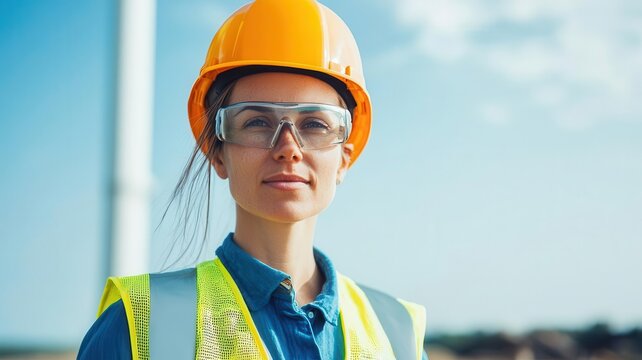 Wind turbine technician working on-site, ensuring renewable energy production and sustainability   green energy, sustainable job