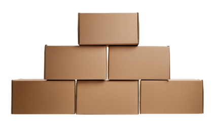 Stack of cardboard boxes isolated on white or transparent background 