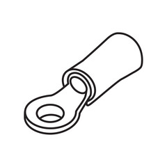 Insulated Ring Tongue Terminal on white background. Symbol editable stroke.