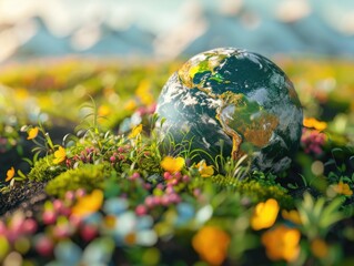 Planet amidst greenery, symbolizing ecological preservation and sustainable practices.