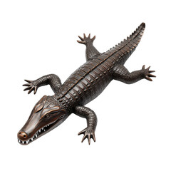 Obraz premium A realistic crocodile toy with intricate details, perfect for educational purposes or as a decorative piece in any setting.