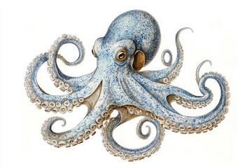 Obraz premium Octopus is swimming in clear water showing the underside of its tentacles