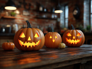 Fototapeta premium halloween pumpkin on a wooden background