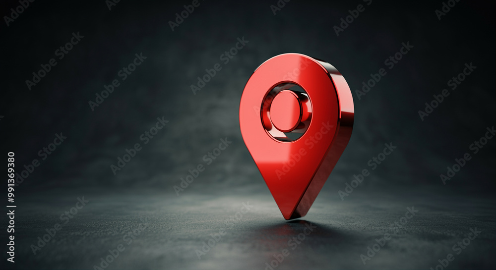 Poster location pin and map marker on a dark textured background designed for navigation and location track