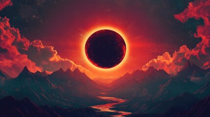 Obraz premium Sun and solar eclipse illustrations focused on themes of astrology astronomy esotericism and future predictions