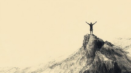 Fototapeta premium Biblical Illustration of Psalms 19: A figure standing on a mountaintop at dawn, marveling at God's handiwork as the sky proclaims His glory, perfect for spiritual reflection and worship.
