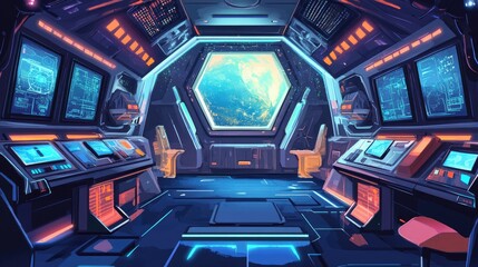 Obraz premium Futuristic Science and Technology Theme Ideal for Business Presentations Flyers and Posters in a 2D Cartoon Style