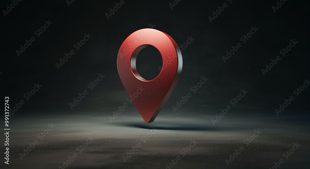 Poster location pin map marker 3d rendering in dark background for navigation and mapping purposes