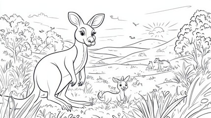 Obraz premium Kangaroo Family in the Australian Outback