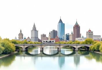 Fototapeta premium Schuylkill River and downtown skyscrapers of Philadelphia during spring daytime 