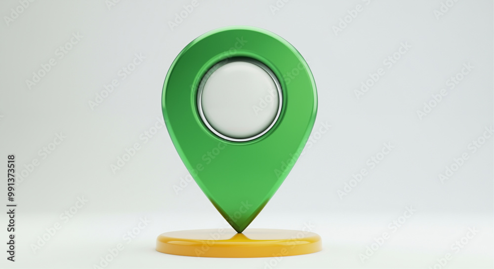 Poster location pin on yellow base as map marker signifying navigation and location tracking purpose