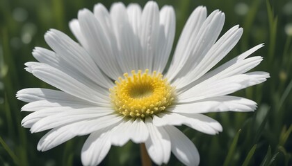 Fototapeta premium A beautiful close-up of a field of daisies in full bloom. The white petals of the daisies