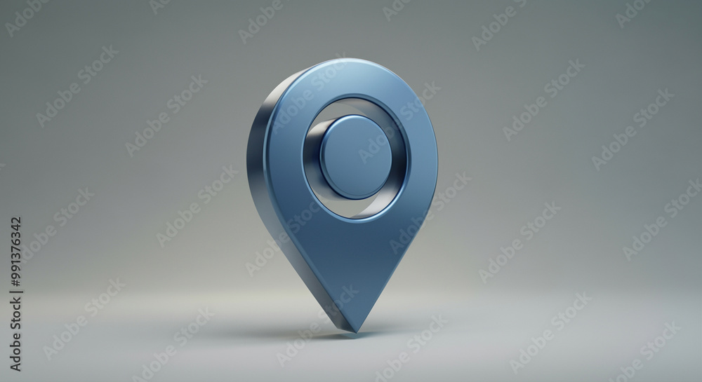 Poster location marker icon design in blue color for navigation applications and mapping services