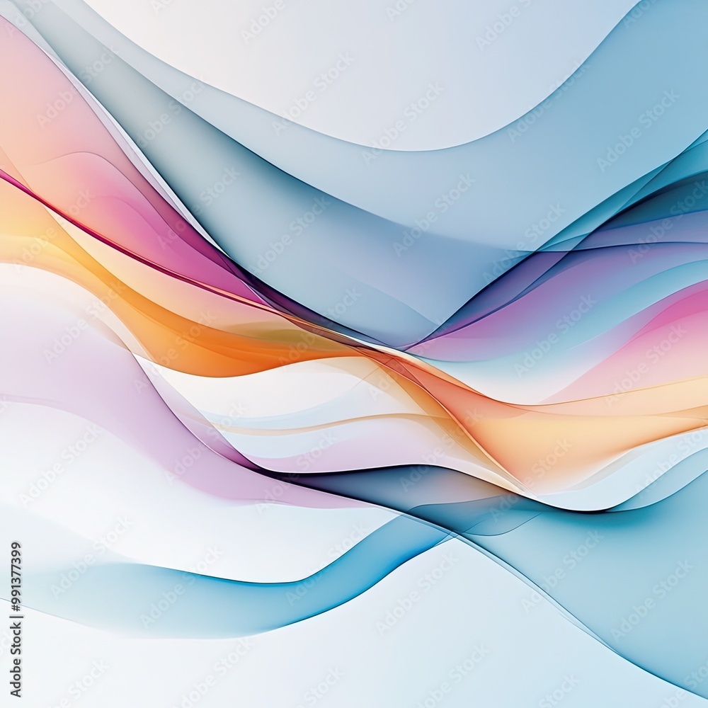 Wall mural abstract wave design with soft colors and flowing lines, perfect for backgrounds and creative projec