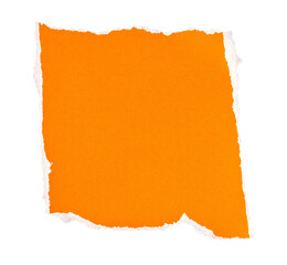 Orange Torn paper in a rectangle shape, realistic paper scrap with torn edges, ripped orange paper sheet, isolated on a transparent background, grunge textured graphic element