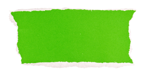 Green Torn paper in a rectangle shape, realistic paper scrap with torn edges, ripped Green paper sheet, isolated on a transparent background, grunge textured graphic element