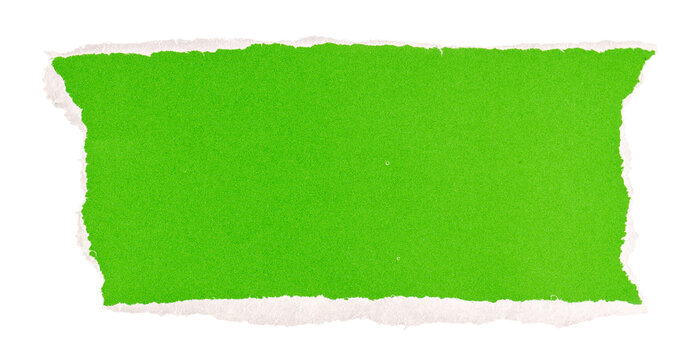 Green Torn paper in a rectangle shape, realistic paper scrap with torn edges, ripped Green paper sheet, isolated on a transparent background, grunge textured graphic element