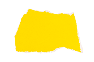 Yellow Torn paper in a rectangle shape, realistic paper scrap with torn edges, ripped Yellow paper sheet, isolated on a transparent background, grunge textured graphic element
