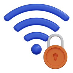 internet wifi locked padlock 3d render illustration