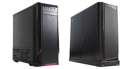 Desktop computer case set isolated on transparent or white background	