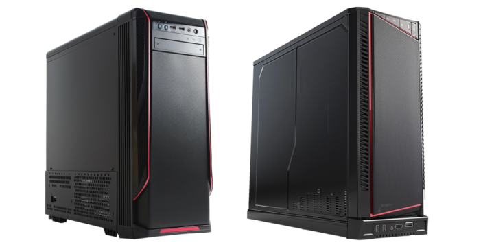 Desktop computer case set isolated on transparent or white background	